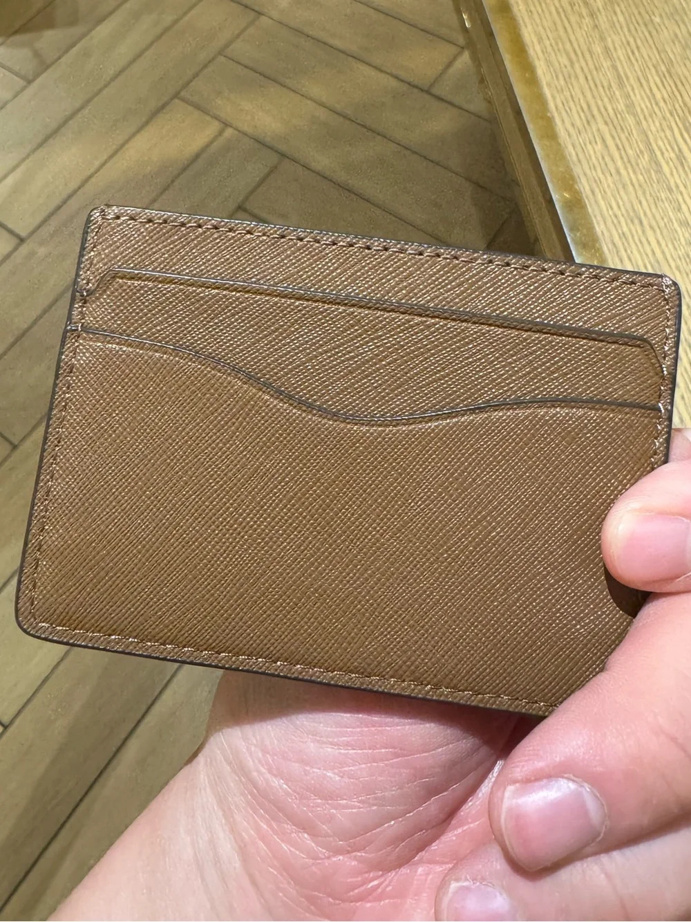 Tory Burch Emerson Flat Card Case and Holder Wallet-Tan